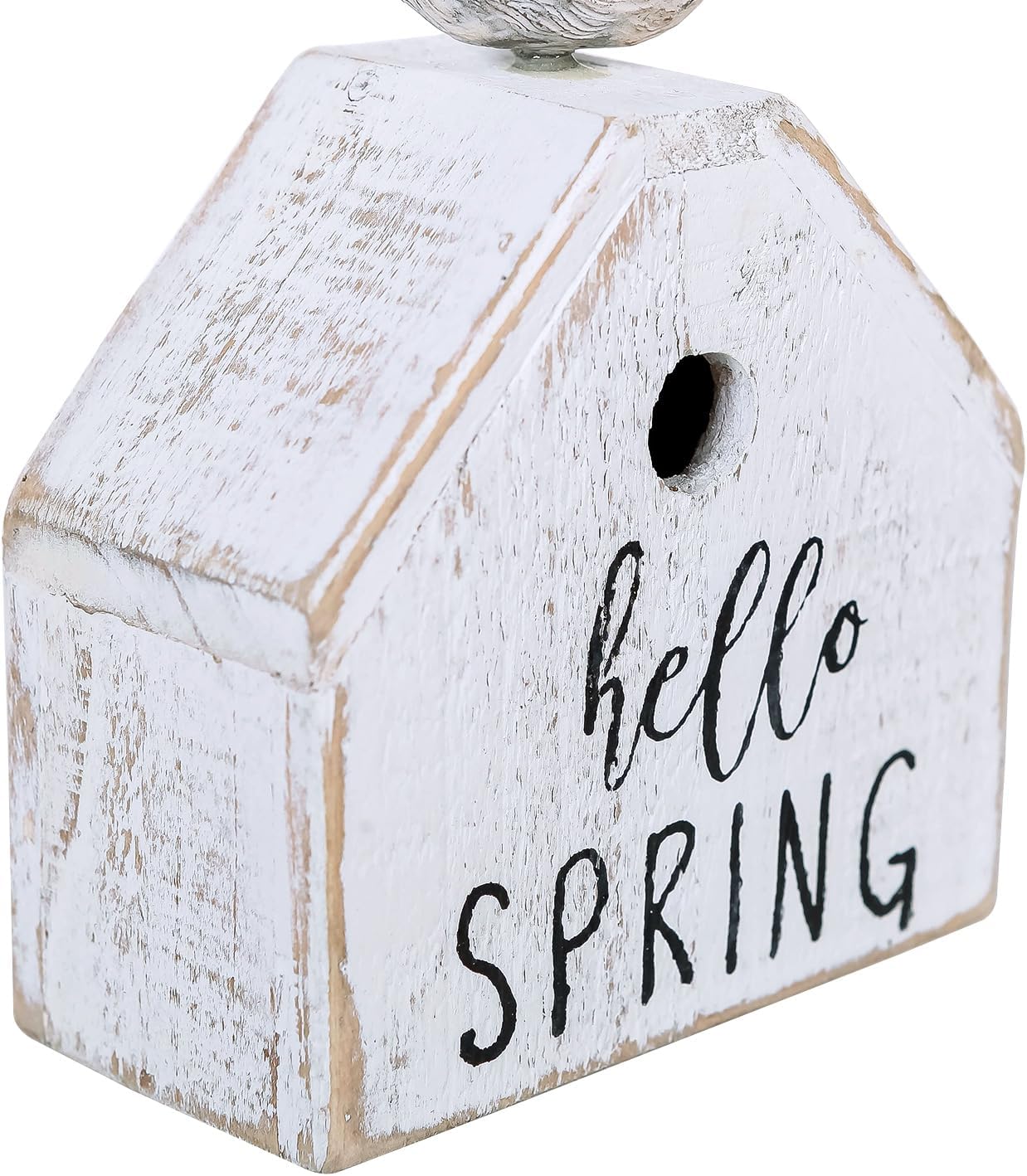 3 Pcs Birdhouse Shaped Wooden Table Decor with Bird Ornament, Rustic Farmhouse Spring Decor for Shelf Mantel Desk Decoration, Housewarming Gift, Hello Spring, Nest Together, Home Sweet Home