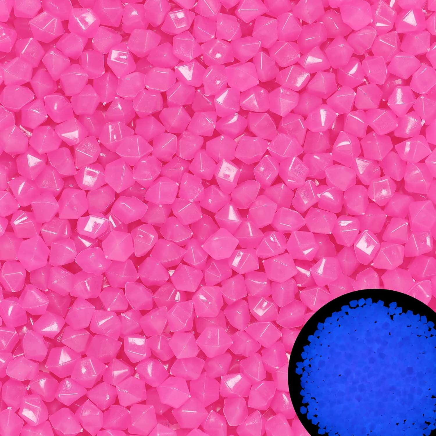 300pc Luminous Pebble Stones Glowing Rocks Luminous Stone for Garden Patio Aquarium Walkway Driveway(Pink)