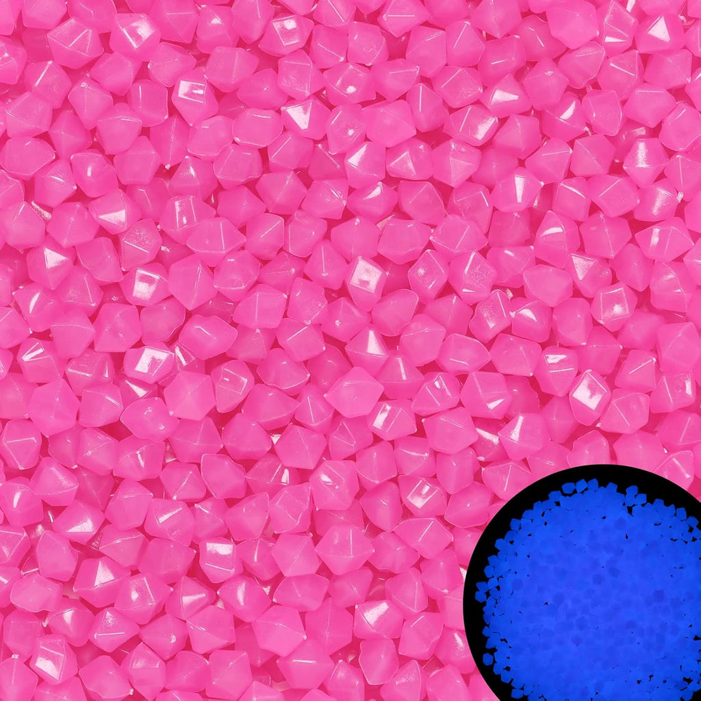850pc Glow in The Dark Rocks Outdoor Glow in The Dark Garden Pebbles Glow Rocks for Landscaping Walkway Backyard Pathway Lawn Potted Plant(Pink)
