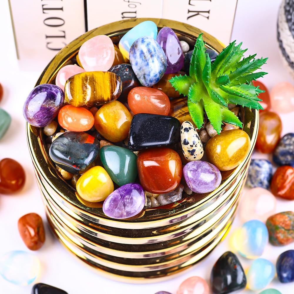0.62lb Natural Gemstones Crystal Bulk Tumbled Polished Stones Irregular Amethyst Stones Rocks Chakra Colorful Crystal Vase Filler Decor Energy Reiki Beginner Birthday Gifts 0.78 to 0.98 in