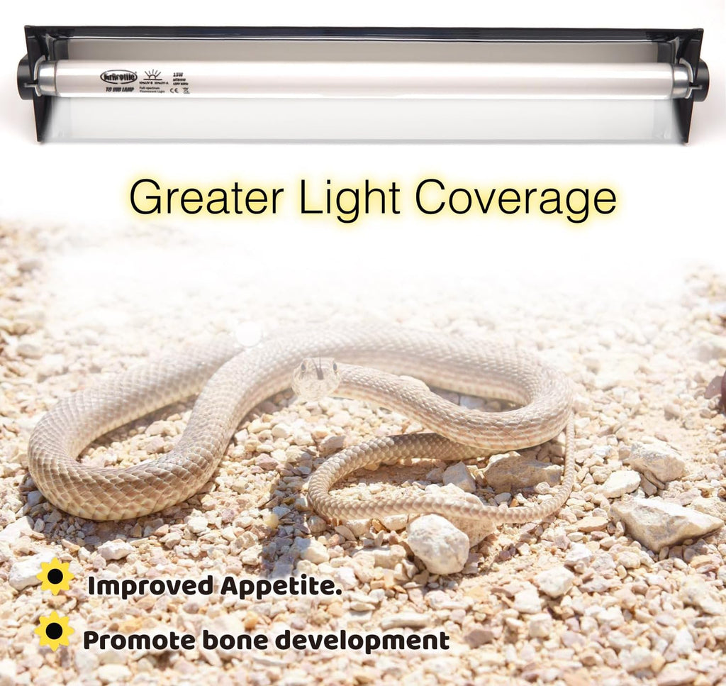 T8 UVB Reptile Light Kit, 15W UVB Light Fixture and 10.0 UVB Lamp Bulb Kit, for Desert-Dwelling Reptiles, Bearded Dragon UVB Light 18 inches