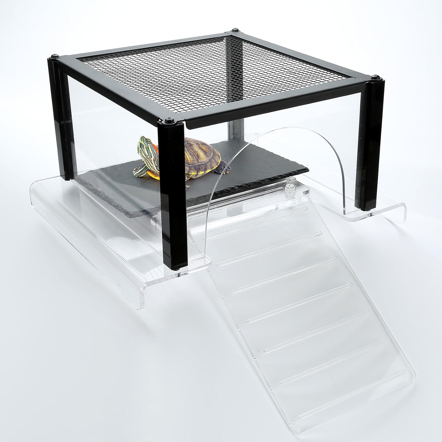 Slate Rocks for Turtle Basking Platform 11.8 x 5.9 inch, Natural Rock Reptile Food Bowl Tortoise Feeding Dish Habitat Décor