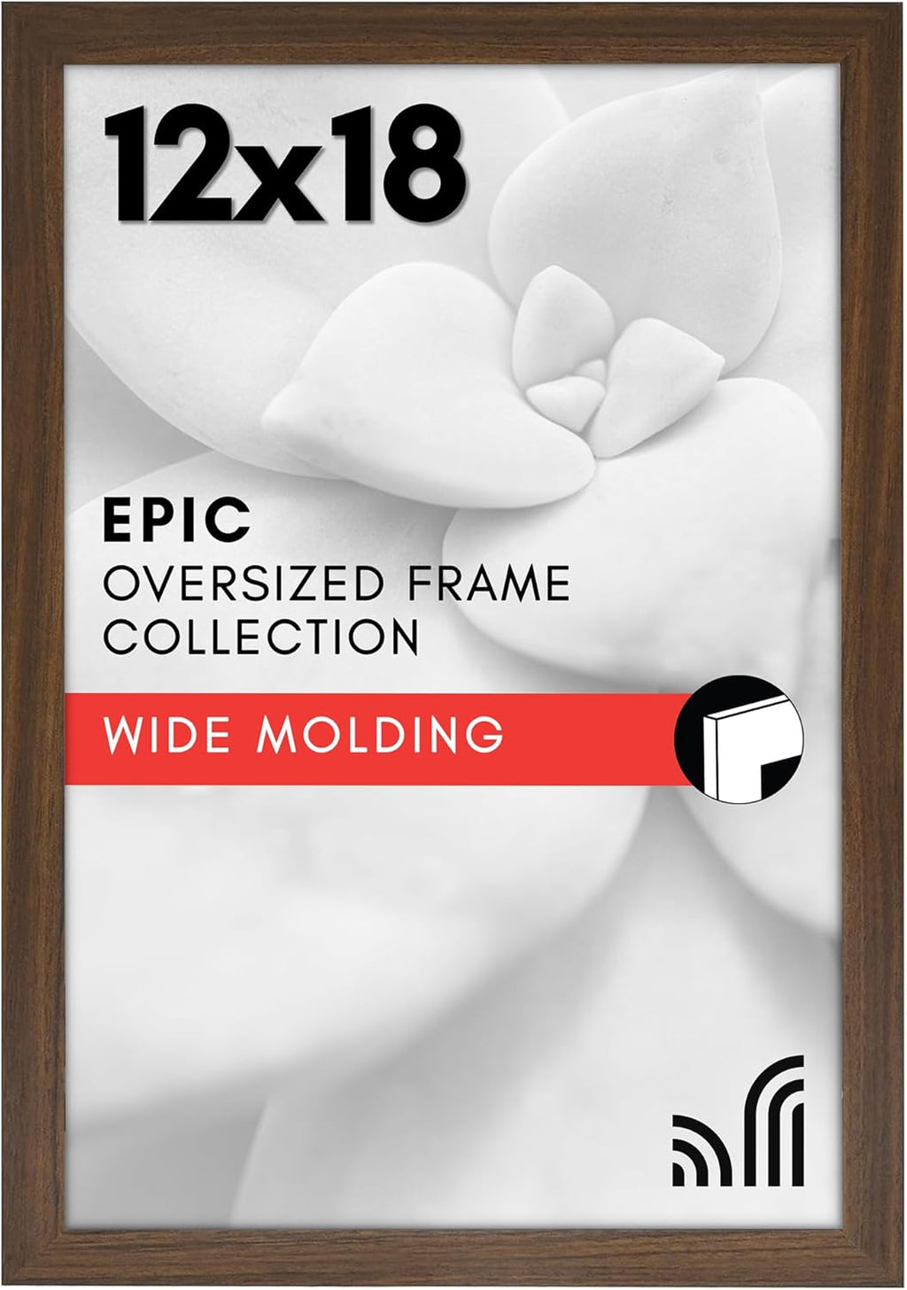 Americanflat 12x18 Poster Frame with Polished Plexiglass - Wide Picture Frames Made of Engineered Wood for Vertical or Horizontal Wall Display - Epic Collection - Mahogany