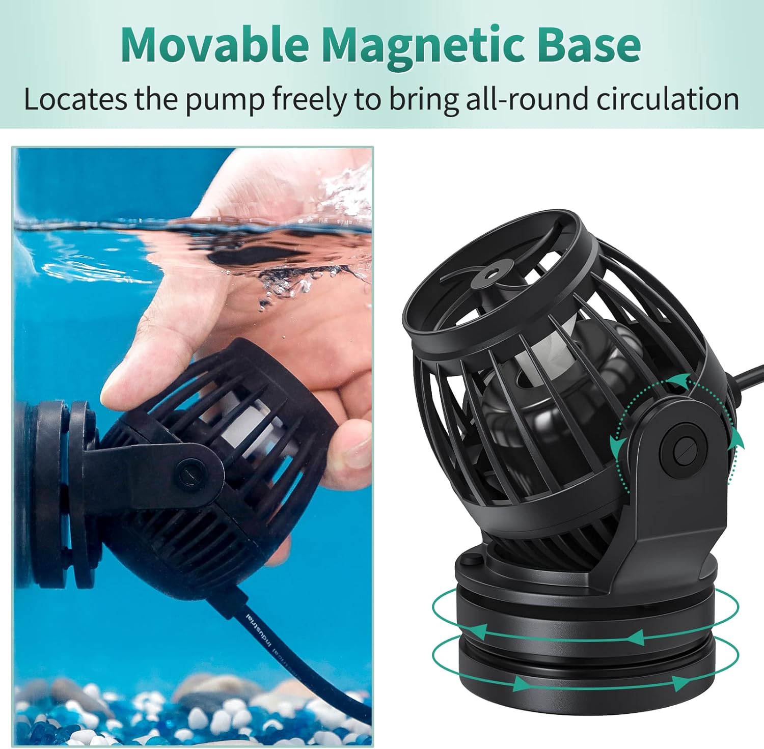 Uniclife 2100 GPH Aquarium Wave Maker for 60-120 Gallon Fish Tanks Adjustable Circulation Pump with Controller and Magnet Mount for Marine Freshwater Aquarium Circulation Pond