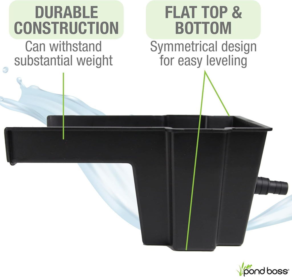 Pond boss Waterfall Spillway, 8 inch Wide Weir, Waterfall Box, Smooth Flow, Durable Construction, Easy to Install, Great for Waterfalls, Pondless Water Features and Streams