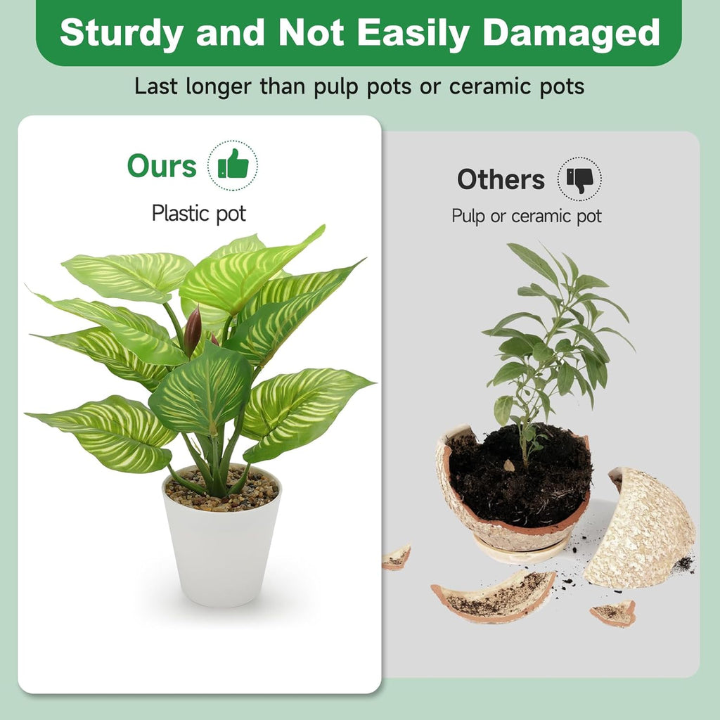 11.8 Inch 3 Pcs Small Fake Plants Artificial Potted Plant Indoor Faux Tropical Plant for Home Office Table Shelf Desktop Décor