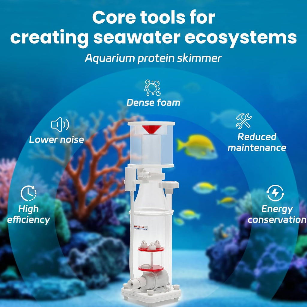 Protein Skimmer for 50-100 Gallon Saltwater Aquariums,Energy Efficient DC Windmill Pump,Adjustable Flow Control & Silent Operation (<35dB),Nano-Scale Protein Skimmer