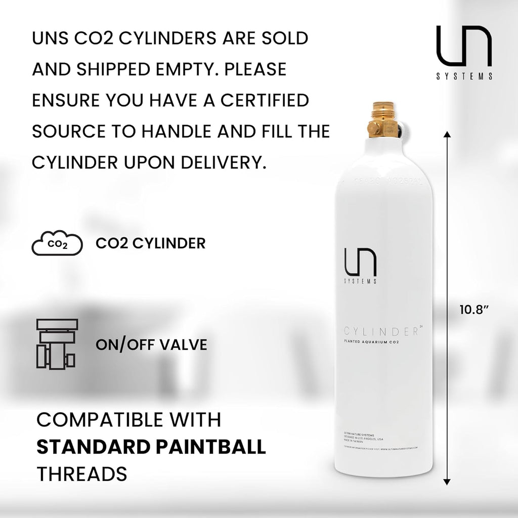 Ultum Nature Systems CO2 Cylinder Pro for Planted Aquariums - CO2 Tank with On/Off Valve, Aluminum CO2 Canister for Aquarium Plants - Tank for Fishtank CO2 & Aquarium Accessories - (24 oz)
