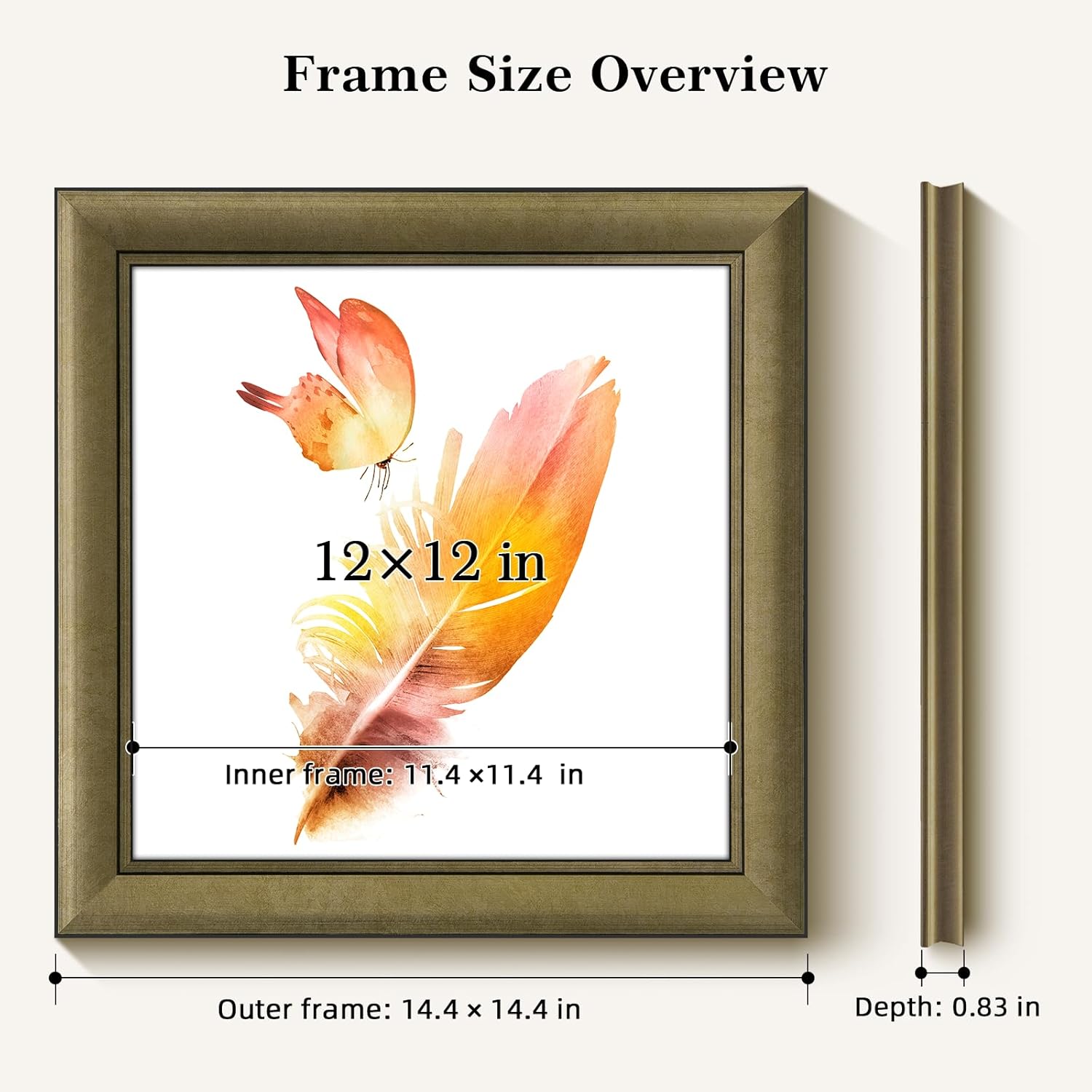 HLiWEGNS Vintage Bronze 12x12 Frame – Poster Frame with Aged Bronze Finish – Picture Frame for 12 x 12 Artwork, Canvas Prints, Puzzles, and Wall Decor