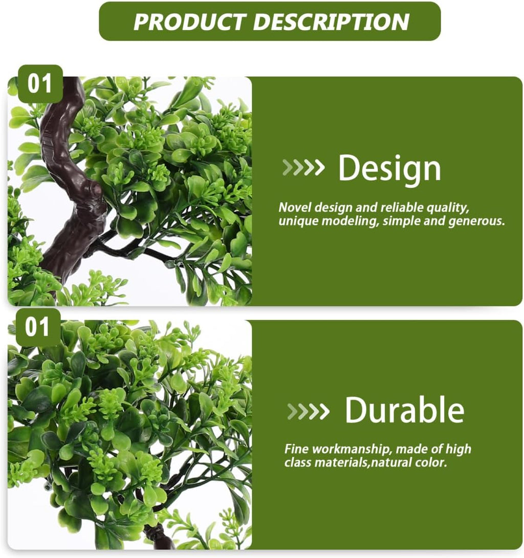 Cabilock Artificial Bonsai Tree, Fake Potted Bonsai Plants Decoration, Simulation Faux Plants Decor, Desktop Realistic Welcoming Pine Ornament for Home Office Entryway Chests Decor, Green
