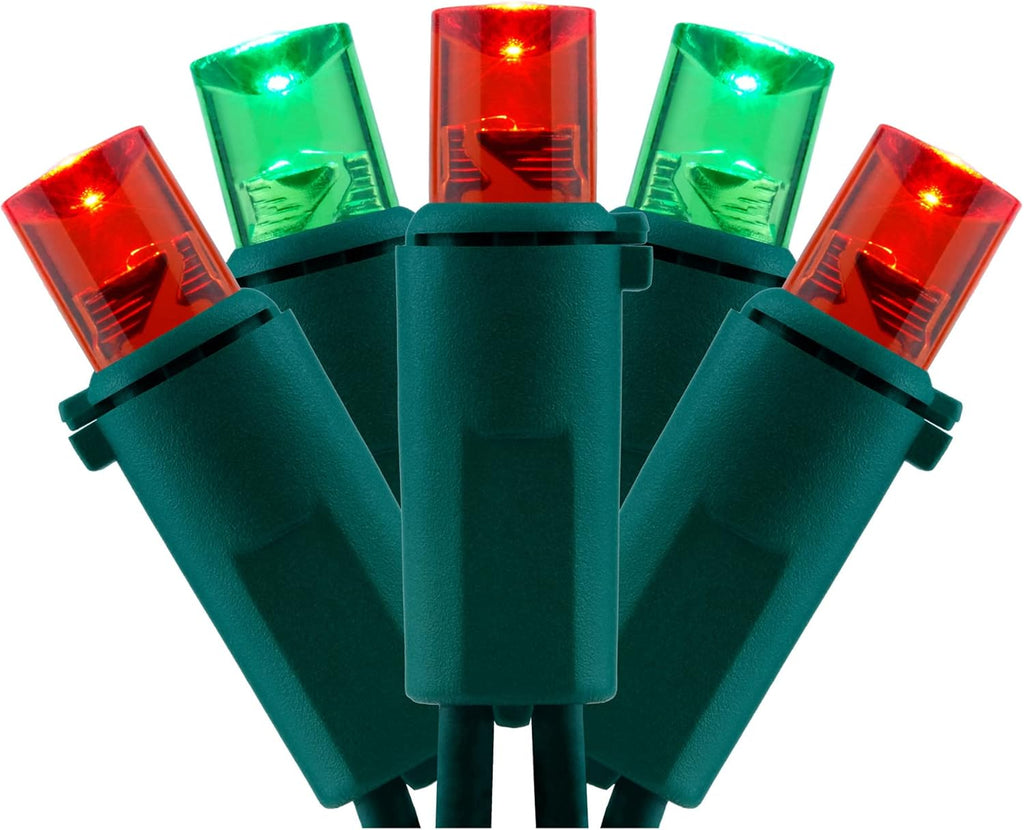 YULETIME 200 Red & Green Wide Angle LED Christmas Lights, 66 Feet Green Wire UL Certified 5mm Holiday String Light Set (Red & Green)