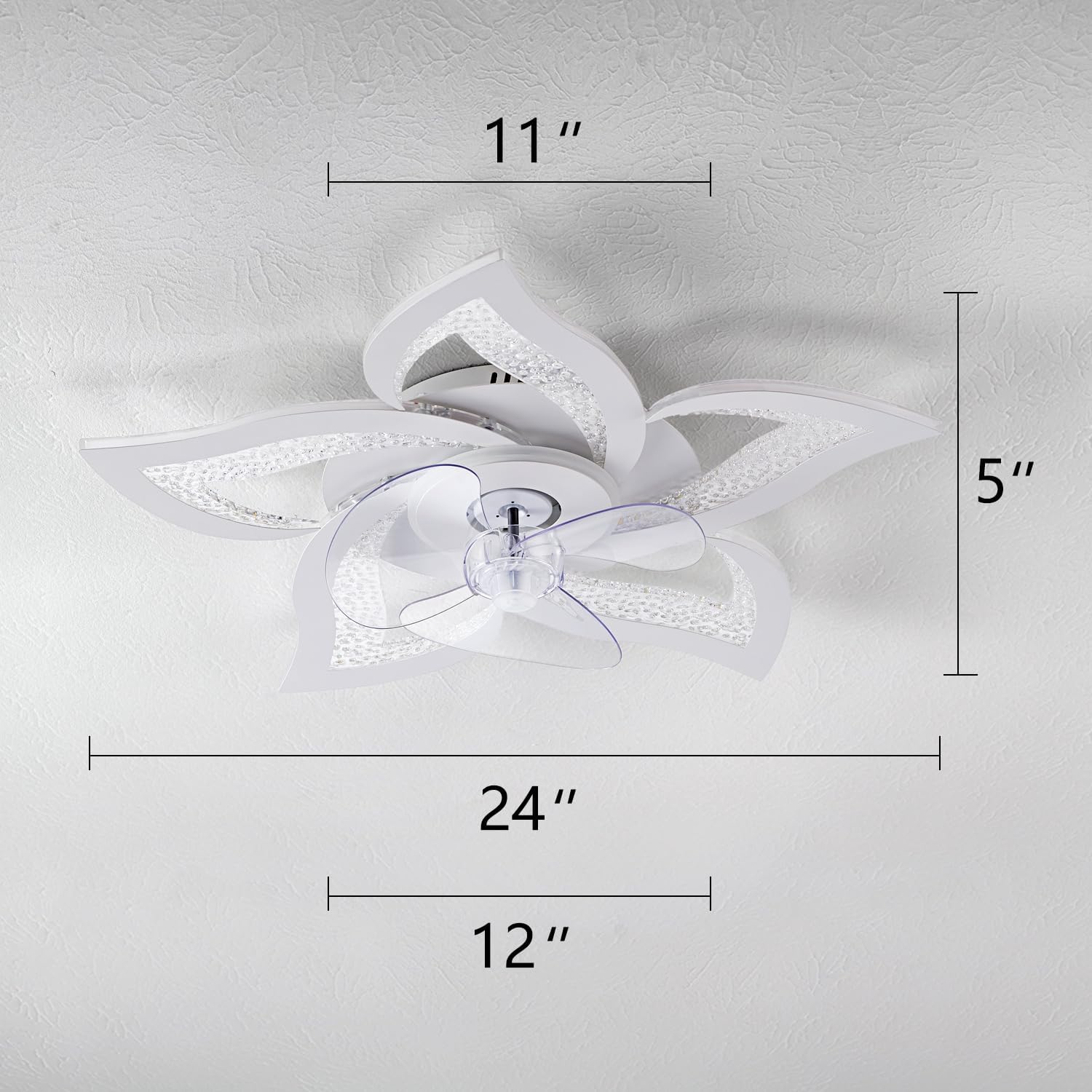 Ceiling Fan with Lights Remote Control, White Personalized Ceiling Fan with Light, 6 Speeds 3 Light Color Flush Mount Ceiling Fan for Kitchen Bedroom