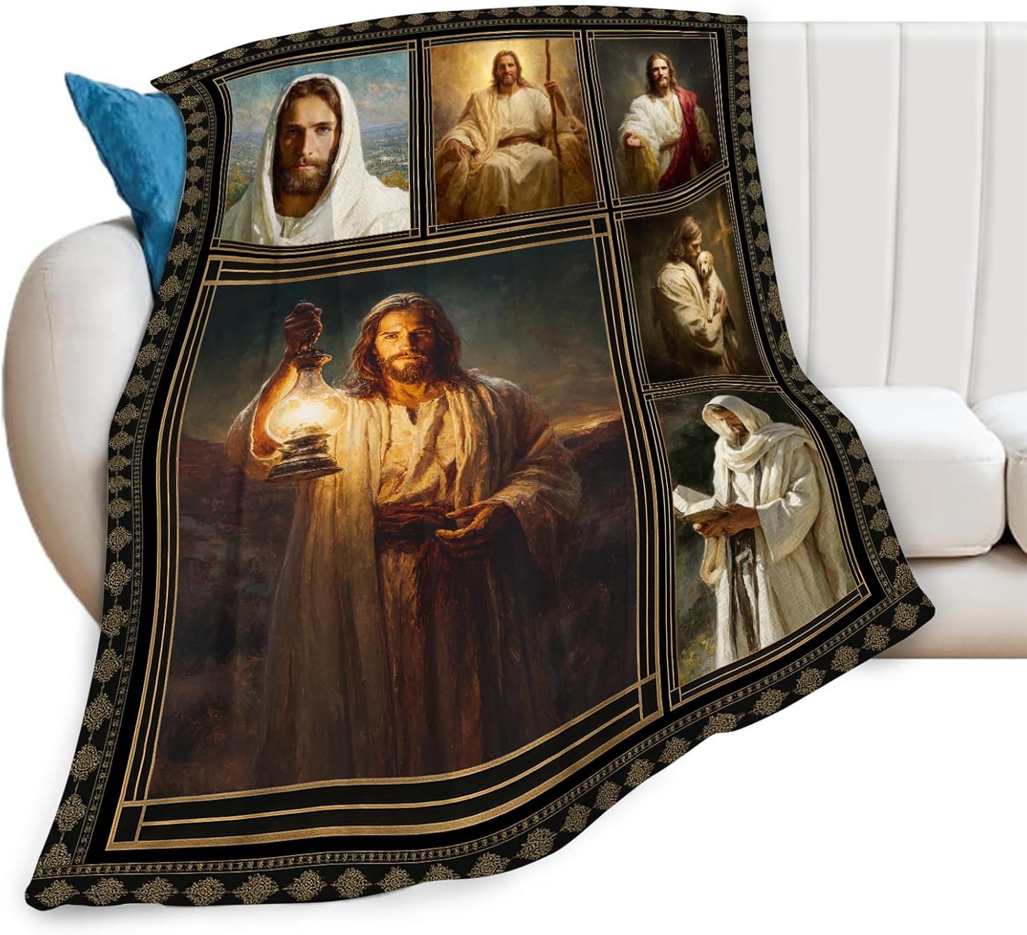 Christian Jesus Blanket Religious Catholic Jesus Throw Blankets Gifts for Girls Boys Kids Soft Cozy Fleece Plush for Couch Sofa Bed 60"x50"