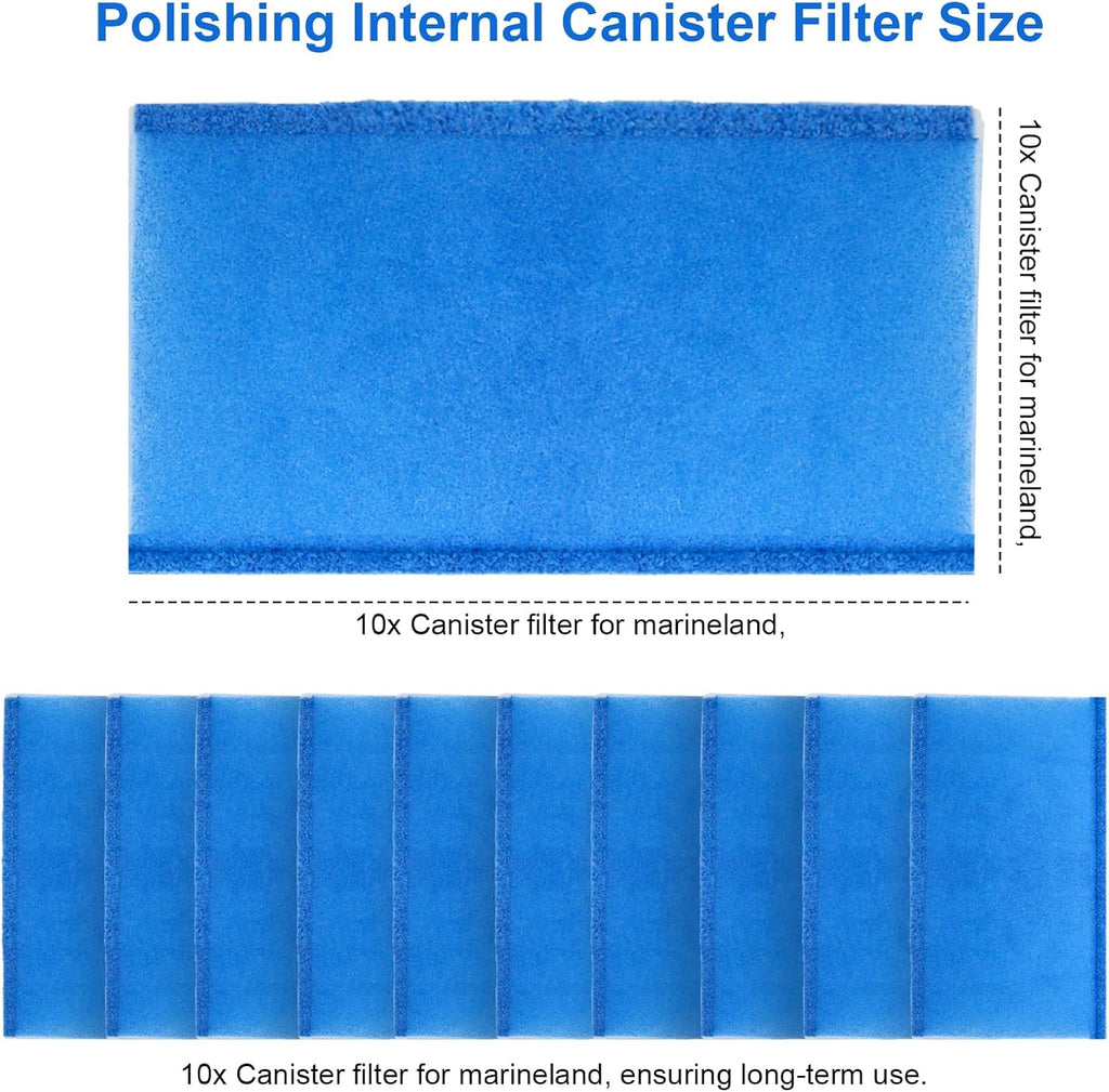 Polishing Internal Canister Filter Compatible with MarineLand Magnum Polishing Internal Filter JH Cartridge, ML90769 Aquarium Fish Tank JH Floss Sleeve Filters - 10 Pack