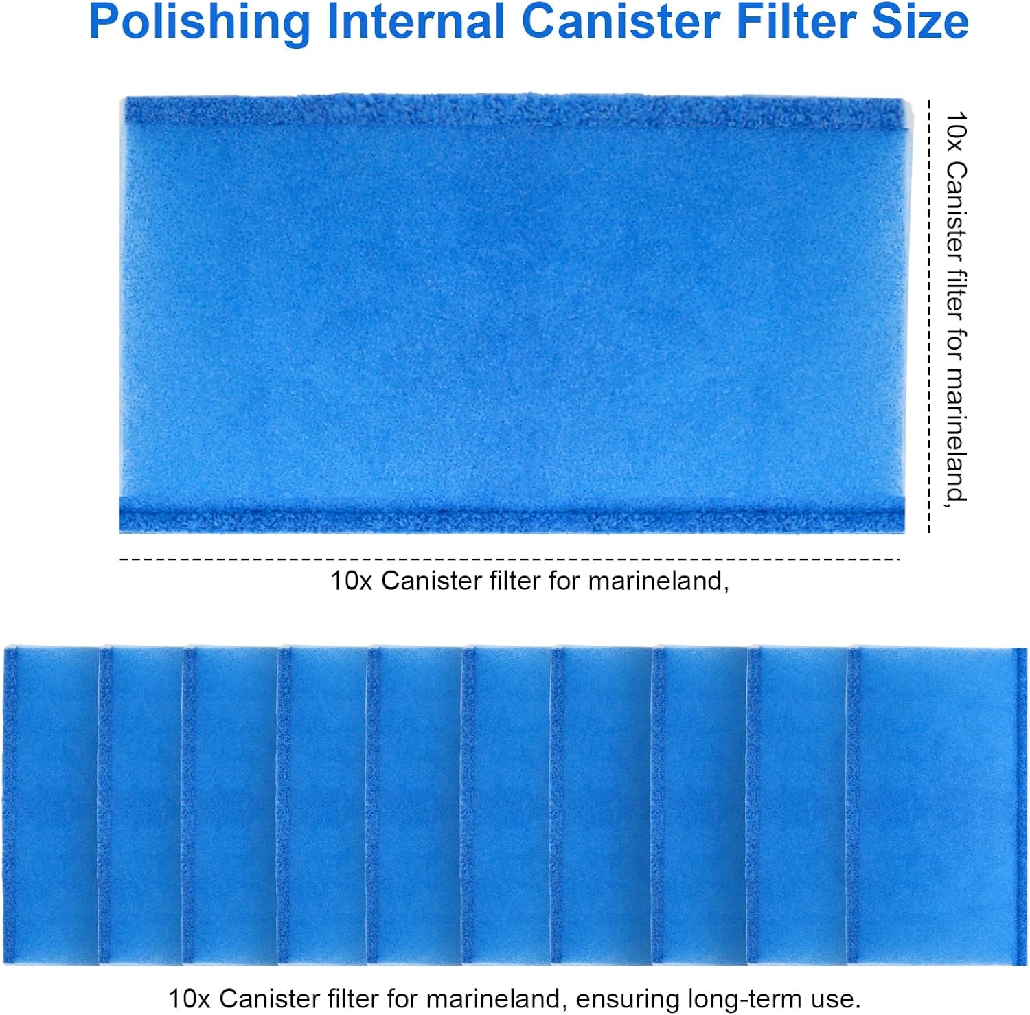 Polishing Internal Canister Filter Compatible with MarineLand Magnum Polishing Internal Filter JH Cartridge, ML90769 Aquarium Fish Tank JH Floss Sleeve Filters - 10 Pack