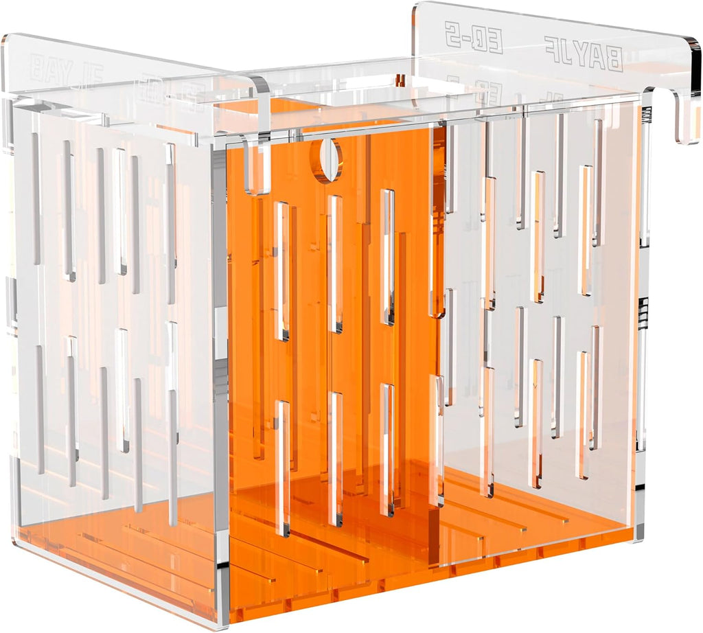 Fish Breeder Isolation Box for Aquarium Tank,Transparent Orange Acrylic Fish Acclimation Box for Clownfish Guppy Betta Coral (S)