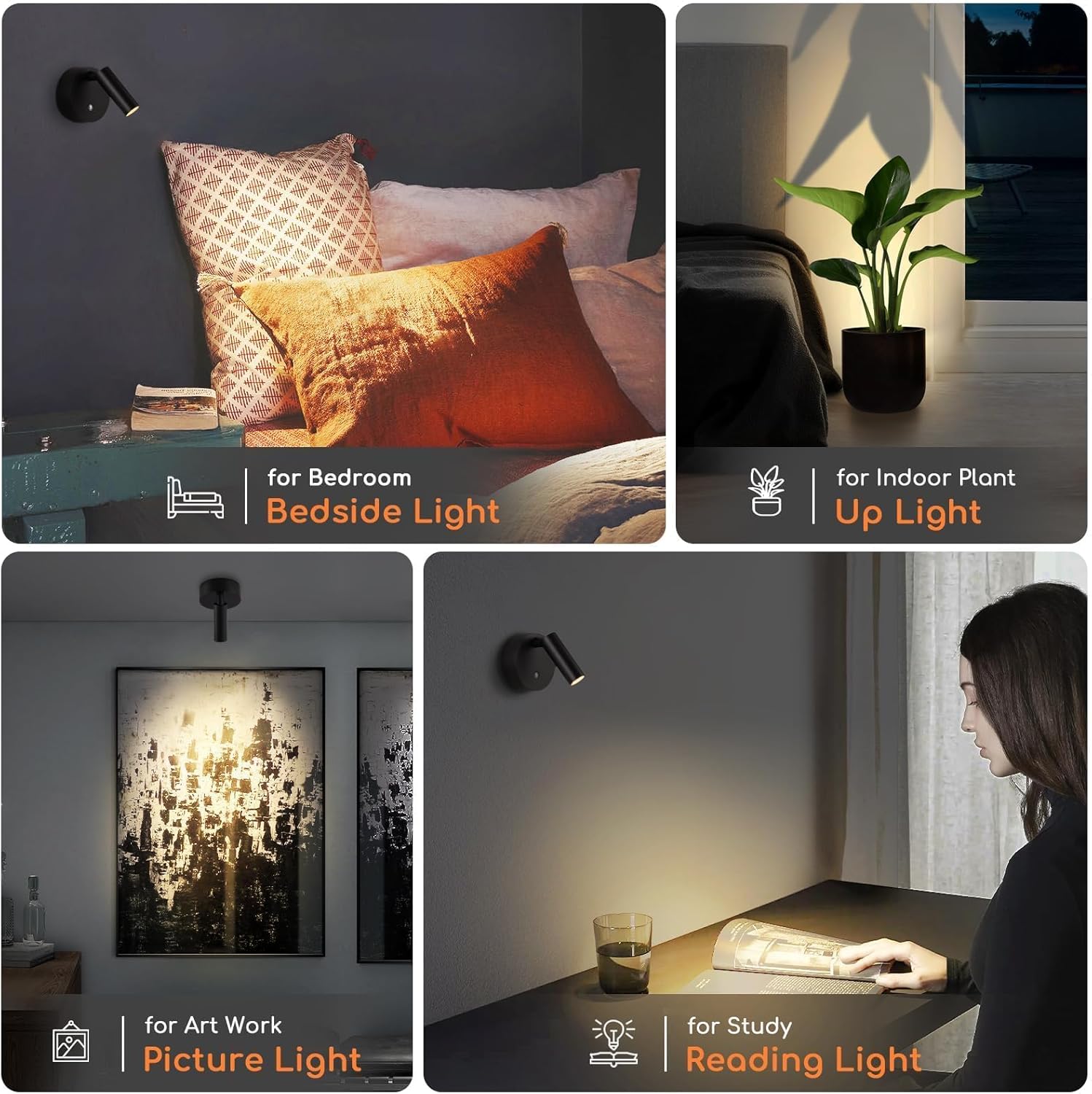 Wireless Spot Lights Indoor with Remote Up Lights Indoor Picture Light Battery Operated Spotlights with Timer Dimmable Accent Uplighting Indoors Stick on Wall Light for Plant Artwork, 1 Pack