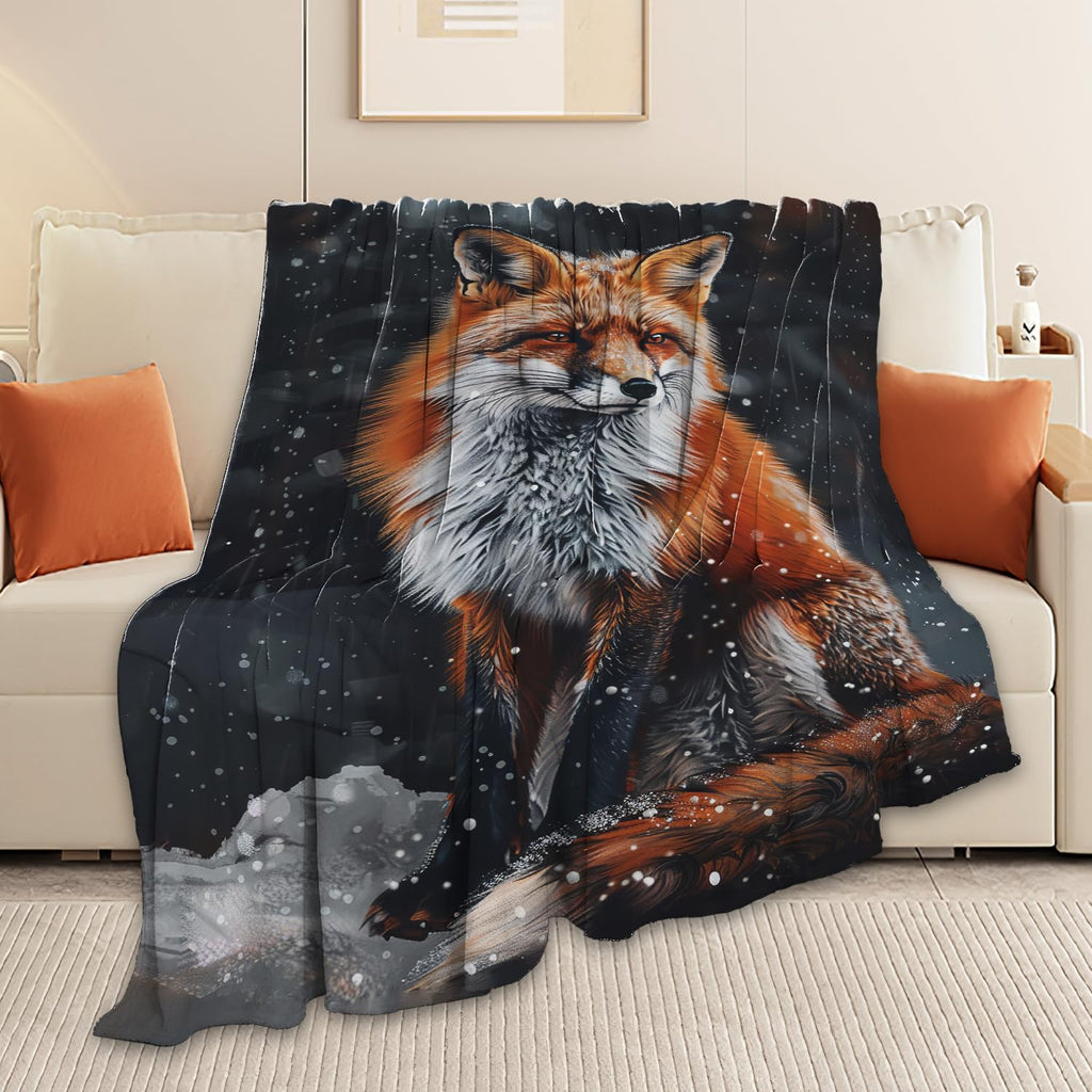 Red Fox Blanket Cute Orange Fox Throw Blanket Gifts for Girls Boys Kids Women Men Adults Super Soft Cozy Plush Fluffy Fuzzy Fleece Blanket Home Decor 40''X50''