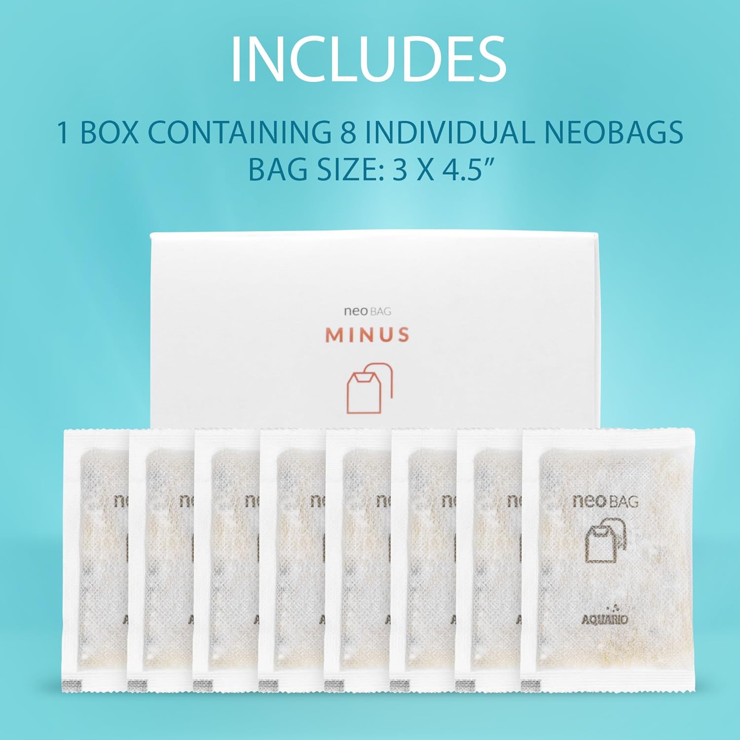 Neo Minus - Aquarium Filter Media - Harmful Negative Ion Adsorption, Phosphate Remover and Nitrate Remover for Aquarium Freshwater, Ideal for Aquatic Habitats - 8-Count Bags
