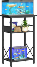 HOOBRO 10 Gallon Aquarium Stand, 3-Tier Fish Tank Stand with Storage, Reptile Turtle Tank Stand with Metal Frame, 20.5" L x 11" W , Black BB52FT01