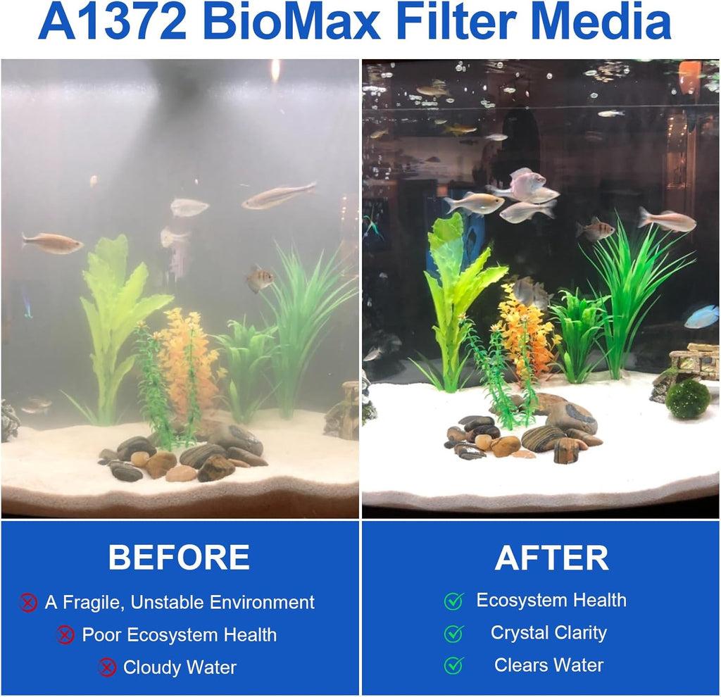 2.8oz BioMax Biological Material Remover Inserts Compatible with Fluval AquaClear AC50 Power Filter, Filter Media Kit for 50 Gallon Fresh & Saltwater Tank, Provides Stage 3 Biological Filtration-2Pack