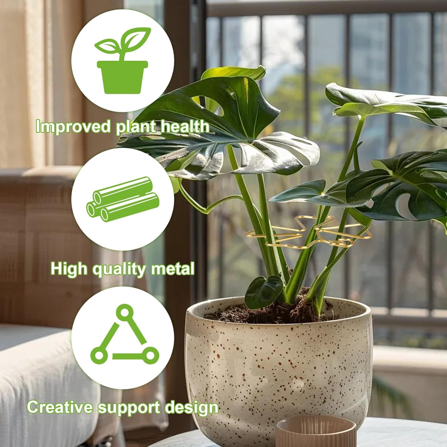 6pcs Plant Stem Support, Iron Monstera Plant Support, Plants Stem Holder Supports Butterfly Shape Bamboo Clamp Set for Outdoor & Indoor Growing Climbing Plants Stabilization and Supports
