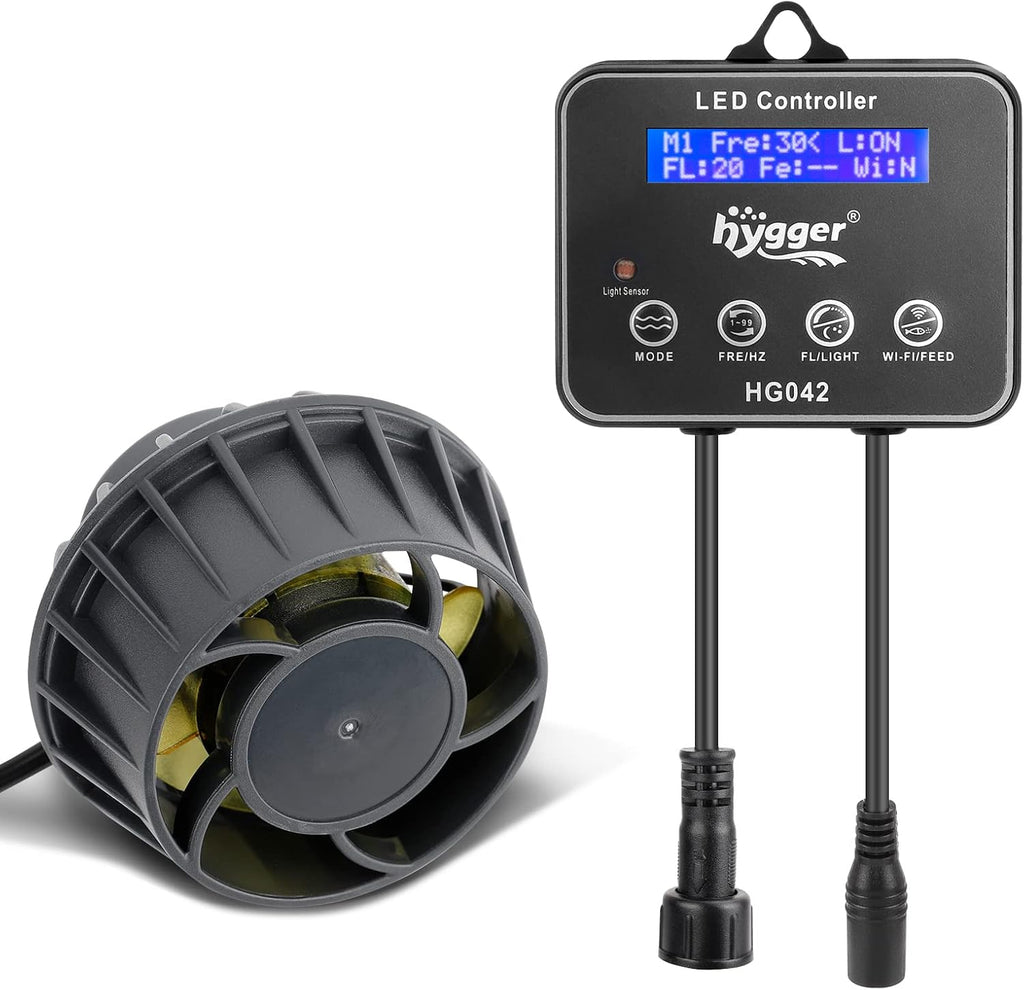hygger 3400 GPH Aquarium Inverter Wavemaker Pump with LED Controller, DC 24V 18W Ultra-quiet Submersible Power Head with Magnetic Base, Circulation Pump for 75-200 Gal Freshwater Saltwater Tank