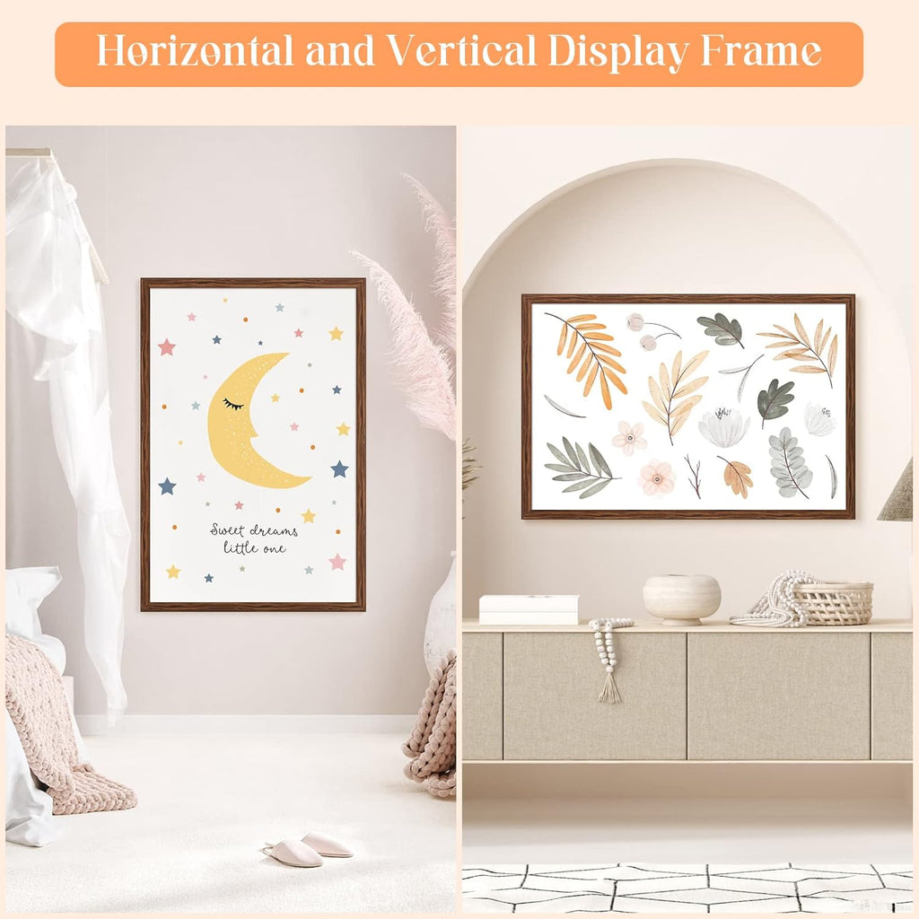 20x30 Solid Wood Frame, Rustic Brown Wood 30x20in Picture Poster Frame, Natural Modern 20 x 30inch Gallery Wall Pic Photo Frame with HD Plexiglass, Horizontal Vertical Wall Mounting Display 1pcs