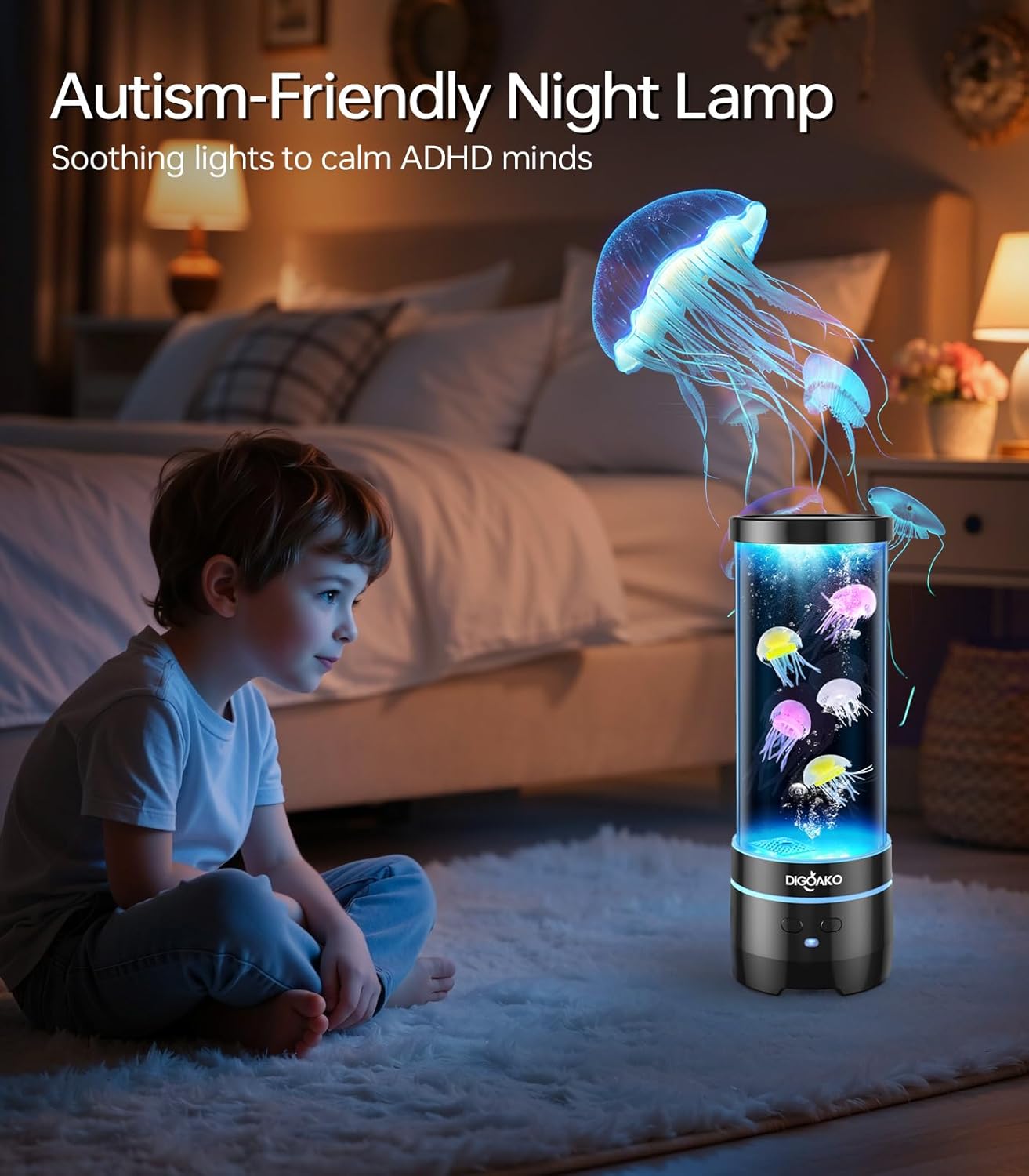 Jellyfish Lamp Bluetooth Speaker with White Noise, 17 Color Floating Jelly Fish Lava Tank Aquarium Light for Home Office Bedroom Decor Great Gifts for Adults Kids (Bluetooth Speaker)