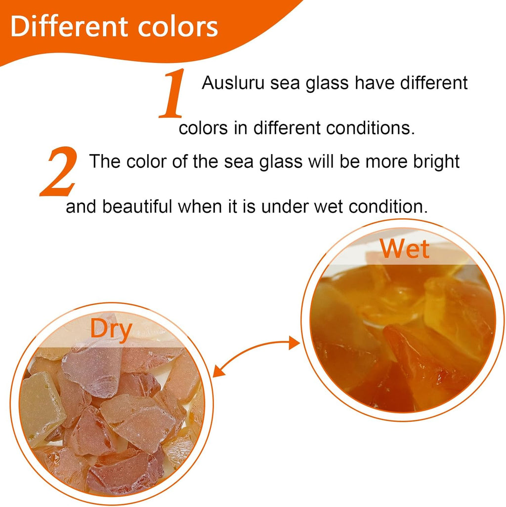 5LB Frosted Sea Glass Vase fillers Crushed Glass, Sea Glass Decor Ideal for DIY Craft, Aquarium Gravels, Home Decor Crushed Sea Glass Pieces for Beach Wedding, 0.7-3 Inch Orange Yellow