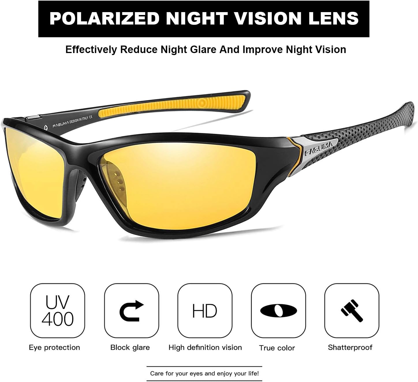 FAGUMA Sports Polarized Sunglasses For Men Cycling Driving Fishing UV400 Protection