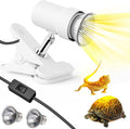 Rotatable Reptile Heat Lamp, UVA/UVB Light Lamp with 2pcs (25W + 35W) Basking Bulbs for Replacement, for Turtle, Lizard, Snake, Reptiles, Bearded Dragon (White)