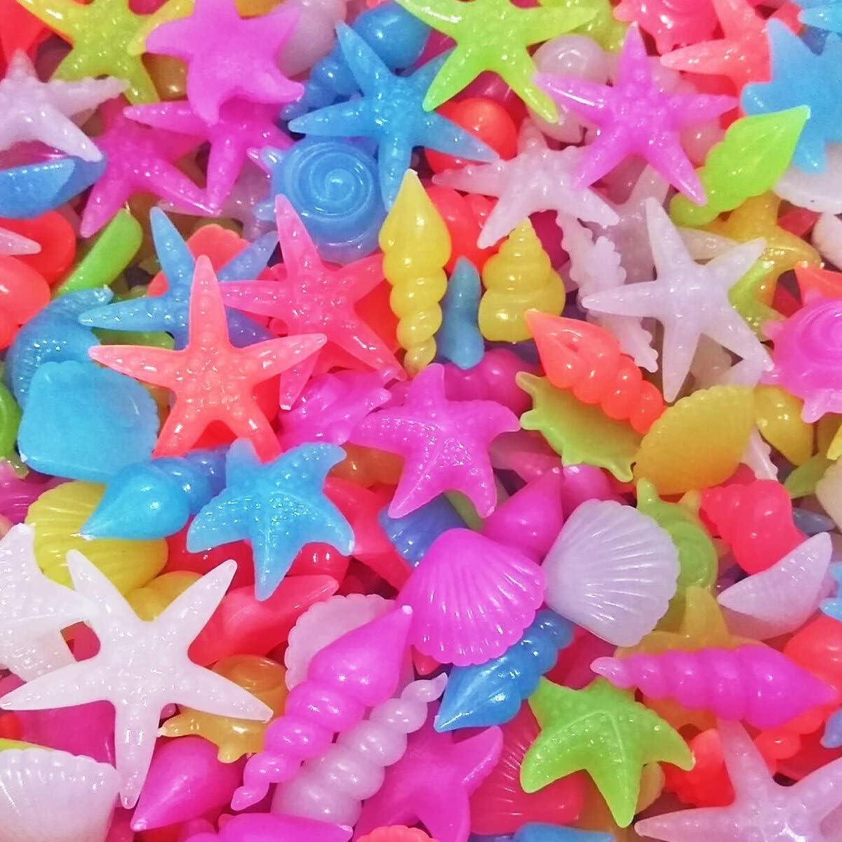 Aquarium Rocks, Can Glow in The Dark After Daily Exposure to Light, Cute Sea Item Shaped Decor Stones for Fish Bowl, Garden, Ponds, Handmade Crafts, Non-Toxic Colorful Fish Tank Substrate