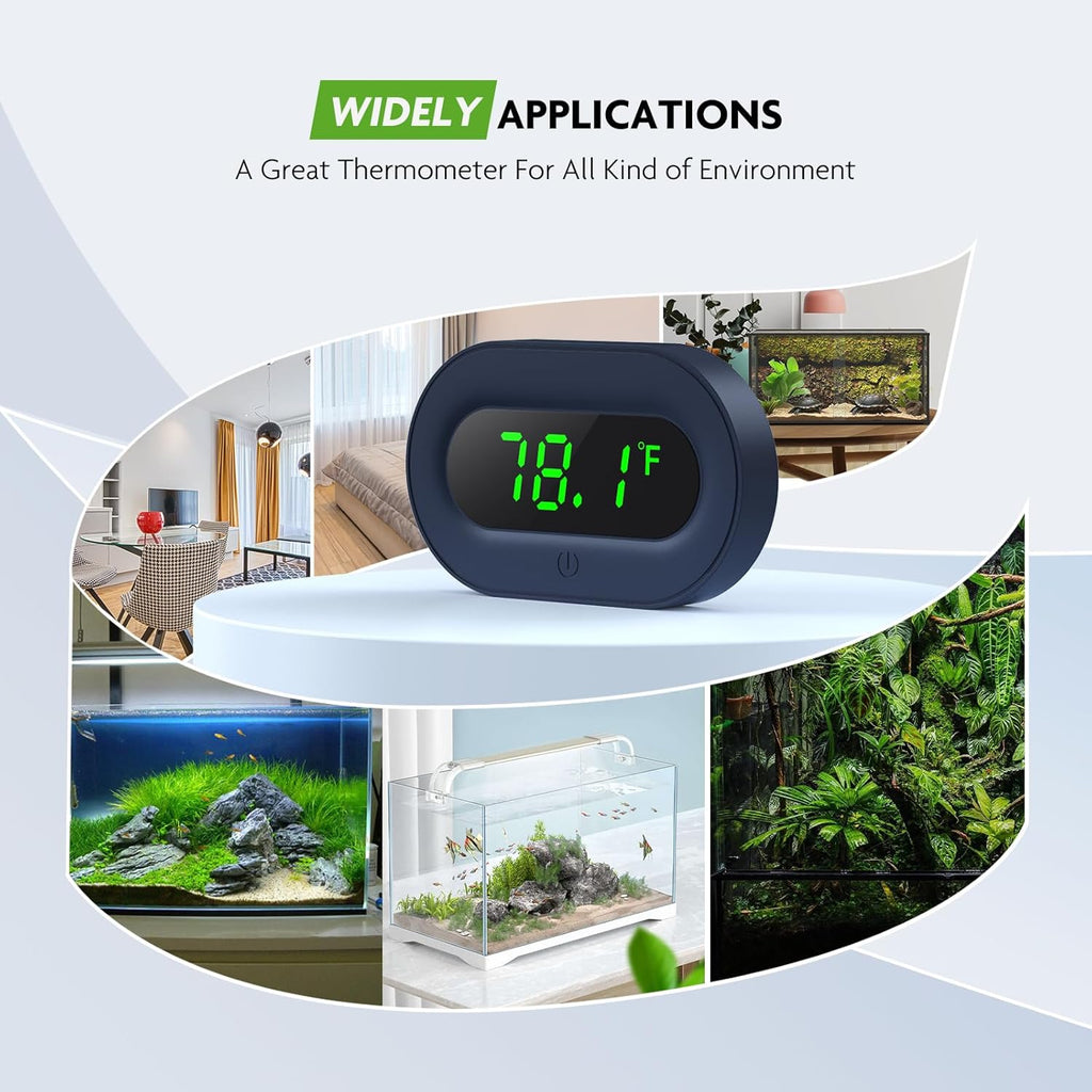 PAIZOO Aquarium Thermometer Digital, LED Display Fish Tank Thermometer Stick On Highly Accurate to ±0.9℉, Wireless Temperature Measurement for Fish, Betta, Aquatic, Replaceable Battery
