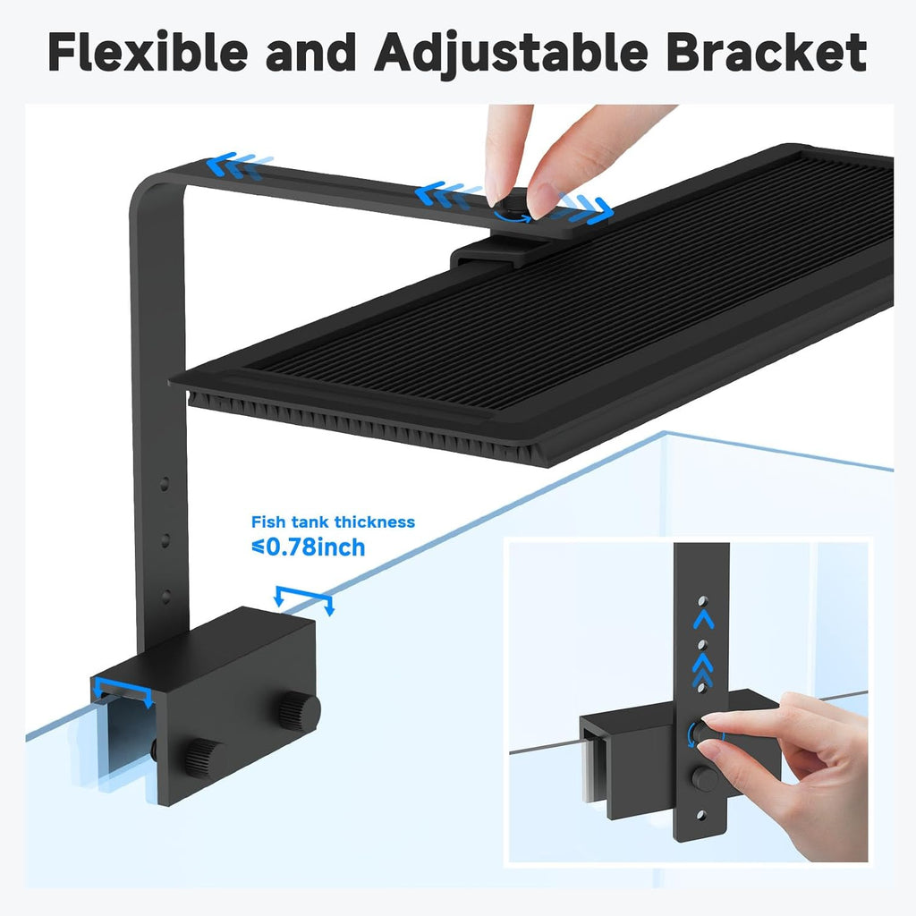 AQQA LED Aquarium Light, 24/7 Mode Clip on Fish Tank Light, DIY Mode Full Spectrum Aquarium Plant Light, Adjustable Timer/Brightness with Memory Function IP68 Waterproof (18W for 18-24 Inch Fish Tank)