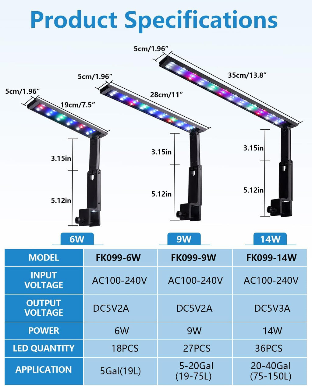 fishkeeper LED Aquarium Light - Clip On 24/7 Adjustable Aquarium Plant Light with Sunrise/Sunset Timer, 10 Brightness Levels, Auto On/Off,Full Spectrum Fish Tank Light for 1-5G Freshwater Tanks (6W)