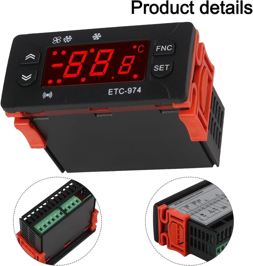 ETC 974 Intelligent Digital Temperature Controller with Dual Sensors for Precise Heating and Cooling Control Wide Temperature Range Accurate Measurement for Industrial and Laboratory Use