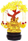 Feng Shui Citrine Quartz Crystal Money Tree Bonsai Style Decoration for Luck and Wealth (Yuan Bao)