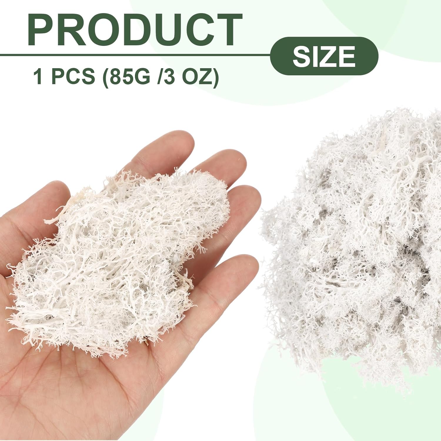 MECCANIXITY 3 oz Preserved Reindeer Moss, White Decorative Artificial Fake Moss for Potted Plants Indoor Crafts Lichen Centerpieces Decor