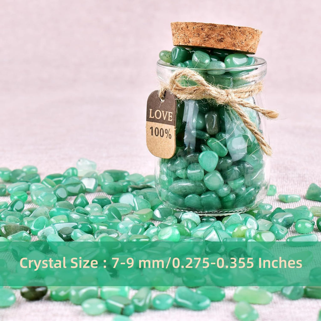 Polished Aventurine Crystal Chips 200 Pcs - 0.3" 10 oz Tumbled Stone Chips Crushed Sea Glass Stones Healing Reiki Crystal Jewelry Making Home Decoration