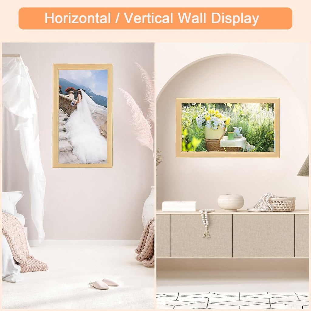 11x22 Wood Frame, Rustic Natural Wooden 22x11in Poster Picture Frame, Modern Beige Woodgrain 11 x 22inch Gallery Wall Photo Frame with HD Plexiglass, Horizontal Vertical Wall Mounting Display 1pcs