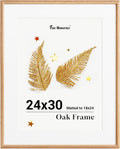 Fun Memories 24x30 Picture Frame, Solid Oak Wood Frame for Wall, 24x30 Matted frame for 18x24, Natural Oak Wood Frame for Home Decor, Set of 1