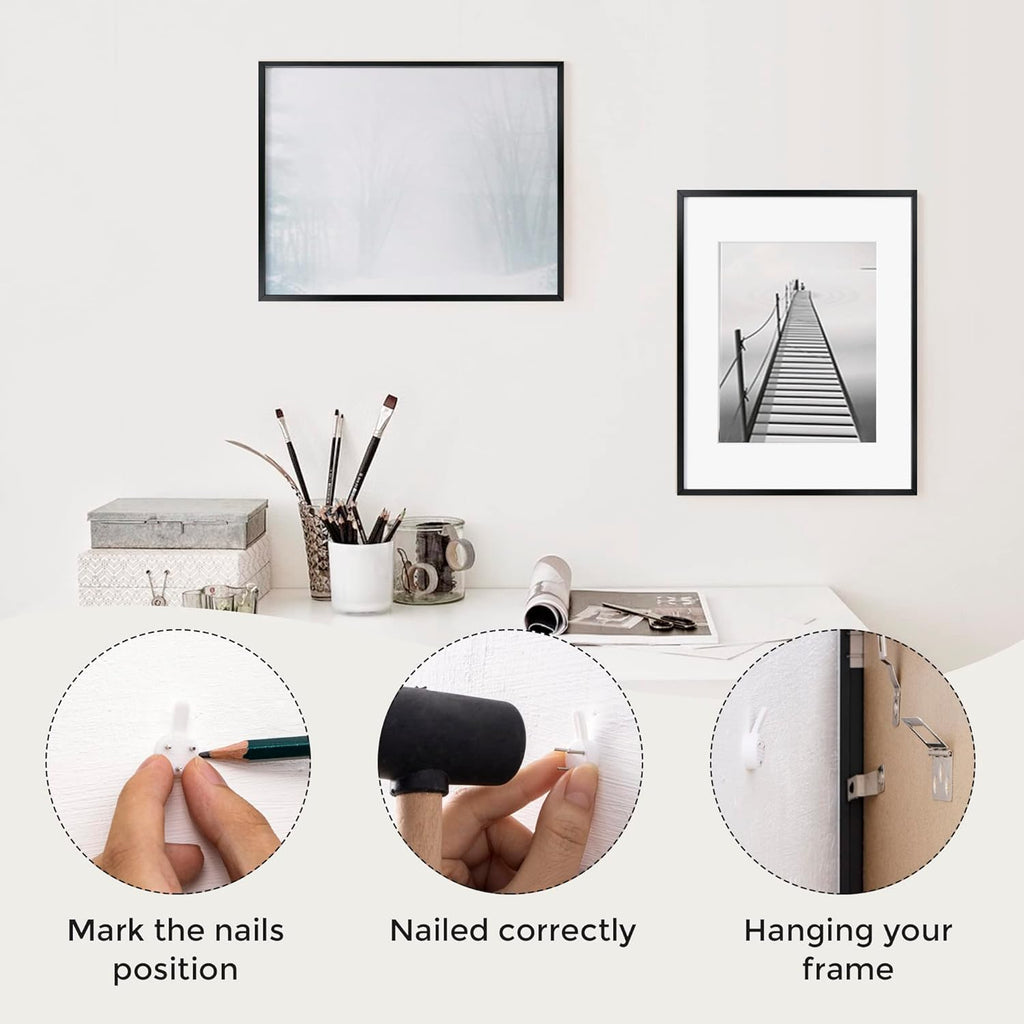 Fun Memories 11x14 Premium Metal Picture Frame - 11x14 Aluminum Photo Frames with 8x10 Mat, and Hanging Hardware - Ideal for Wall or Tabletop Display - Set of 3 - Black