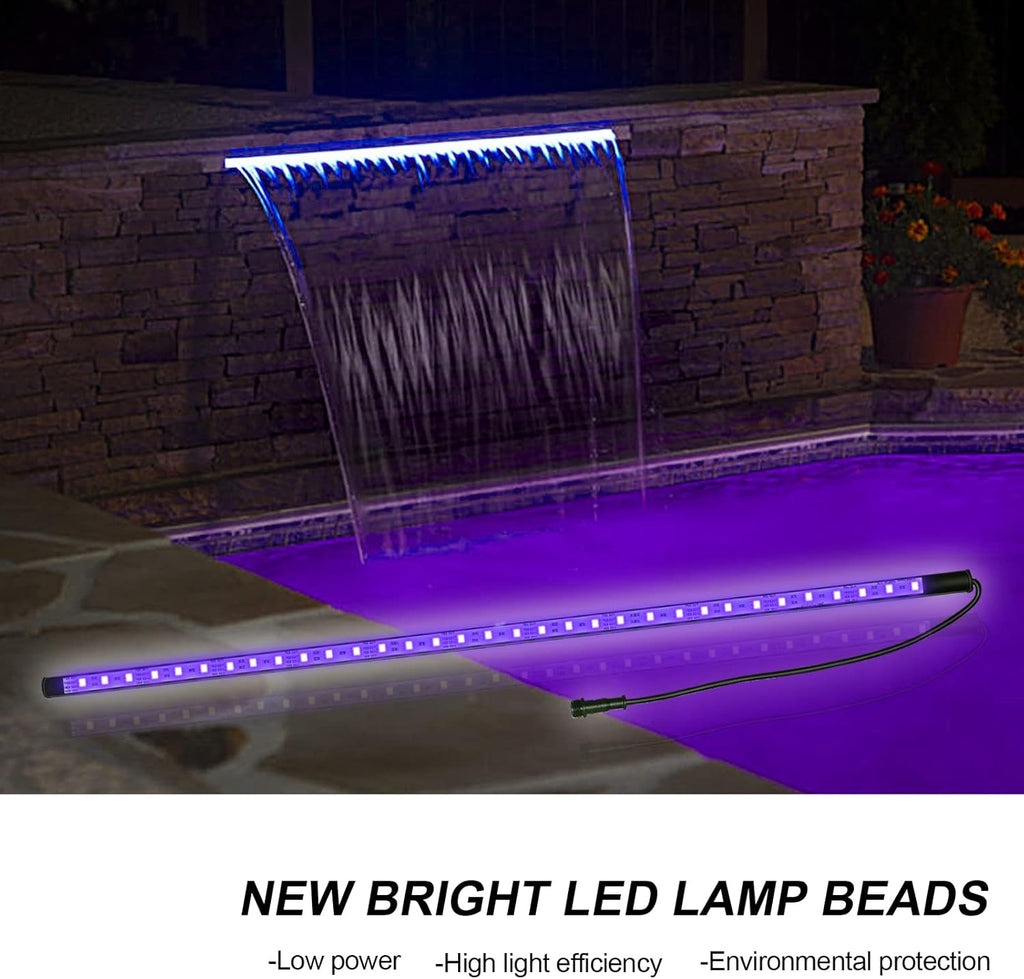 Longrun LED Strip Color Changing Garden Show Lights for Pond Spillway Waterfall, Waterproof Lighting Bar for Pool Fountain Landscape Lighting, Aquarium, Water Features and Home Decoration-22.36"