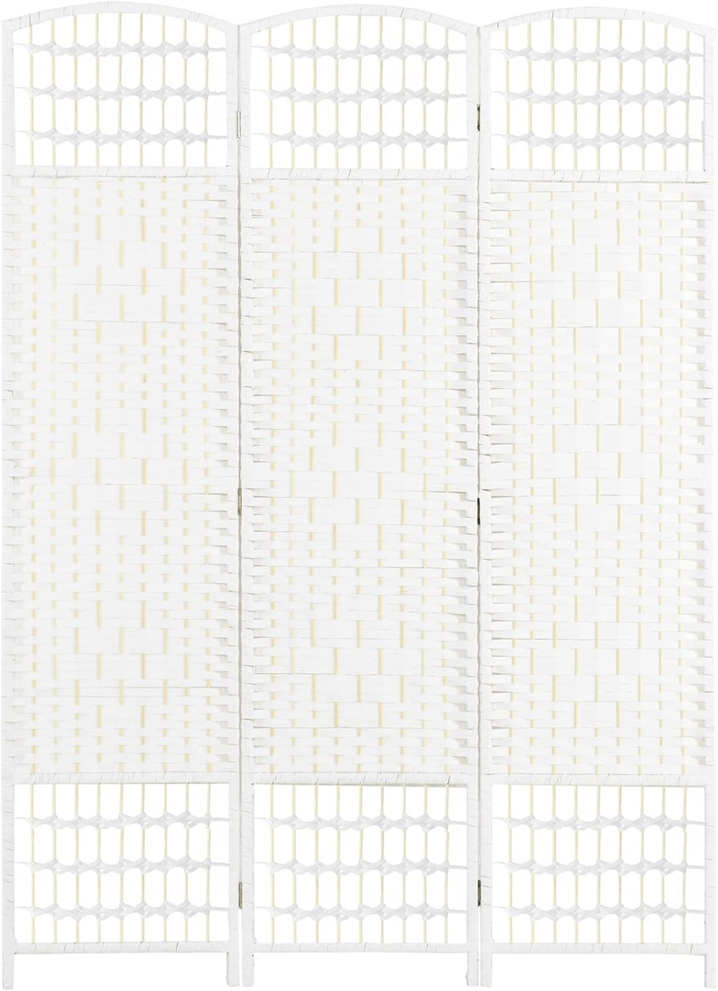 HOMCOM 3 Panel Room Divider, Folding Privacy Screen, 5.6' Room Separator, Wave Fiber Freestanding Partition Wall Divider, White