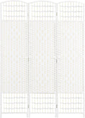 HOMCOM 3 Panel Room Divider, Folding Privacy Screen, 5.6' Room Separator, Wave Fiber Freestanding Partition Wall Divider, White