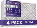 BNX TruFilter 16x25x1 Air Filter MERV 8 (4 Pack) - MADE IN USA – Dust & Pet Defense Electrostatic Pleated Air Conditioner HVAC AC Furnace Filters for Dust, Pet, Mold, Pollen MPR 600 – 700 & FPR 5