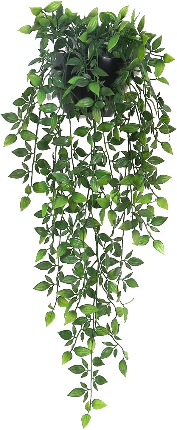 Artificial Hanging Plants,1 Pack Fake Wall Plants,Faux Mandala Vines Potted Plants,Plastic Greenery with Planter for Indoor Outdoor Garden Patio Office Décor