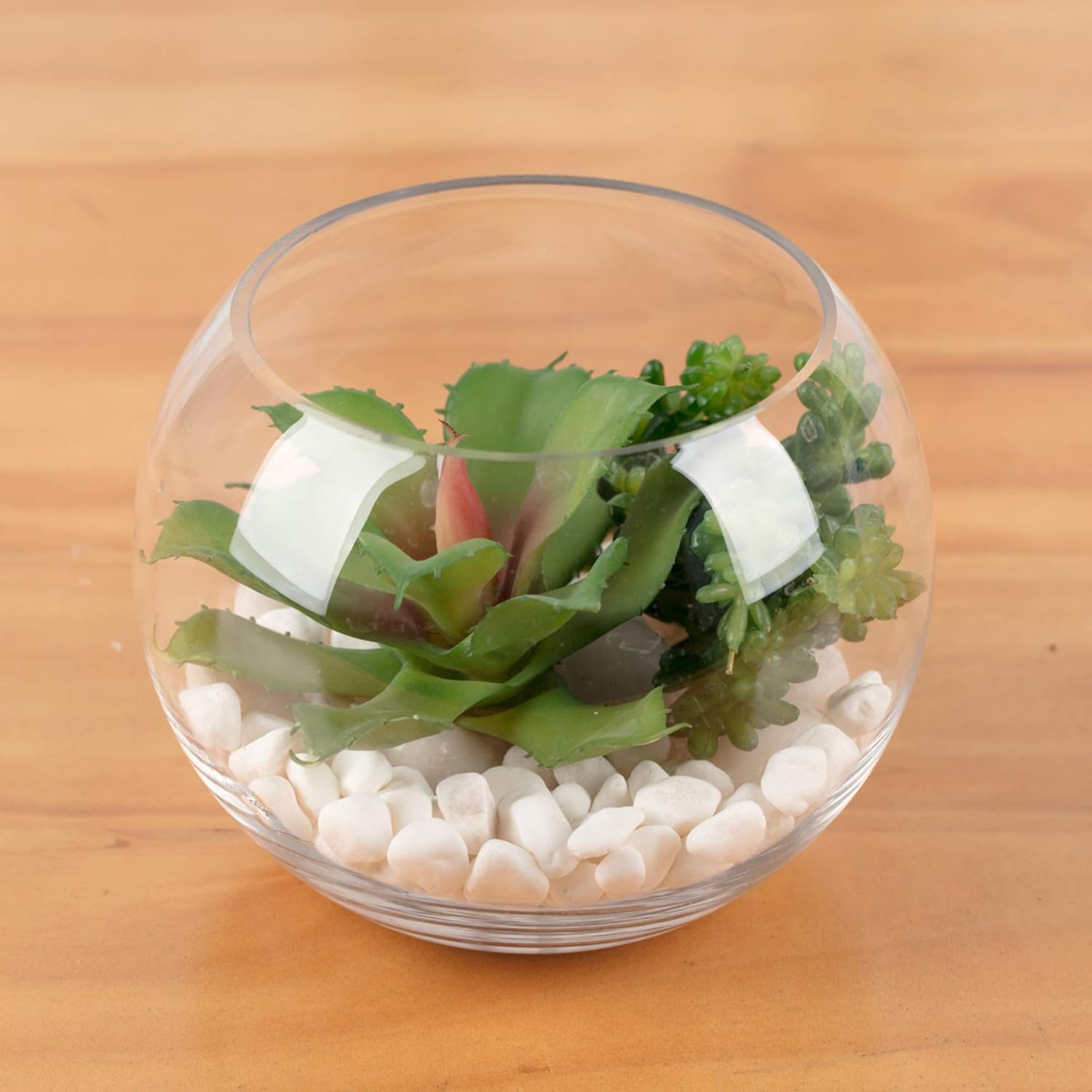 WGV Bowl Glass Vase, Diameter 8", Height 6.5", Open Width 3.75", (Multiple Sizes Choices) Clear Bubble Planter Terrarium Fish Bowl for Wedding Event Home Decor, 1 Piece (VBW0008)