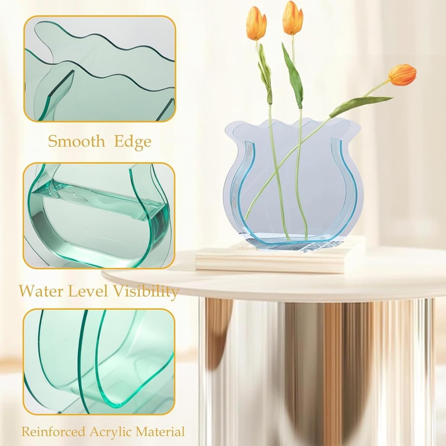 Acrylic Fish Bowl Flower Vase for Small Fish or Plant, Klein Blue Dual-Purpose Acrylic Decorative Vase for Home Office or Living Room, Modern Bud Design (Klein Blue, Regular Size)
